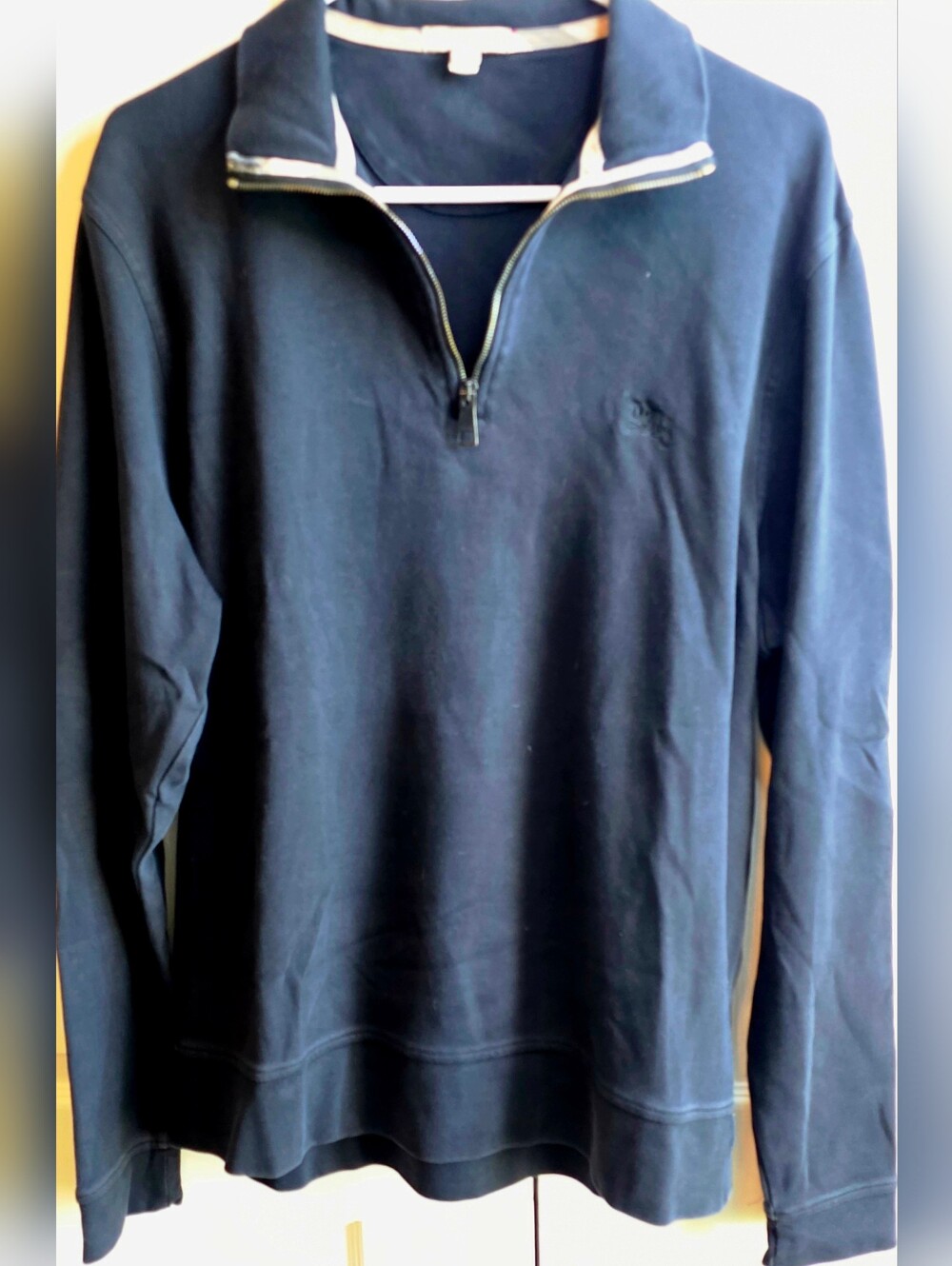 Burberry Navy Zip-Up Pullover Sweater